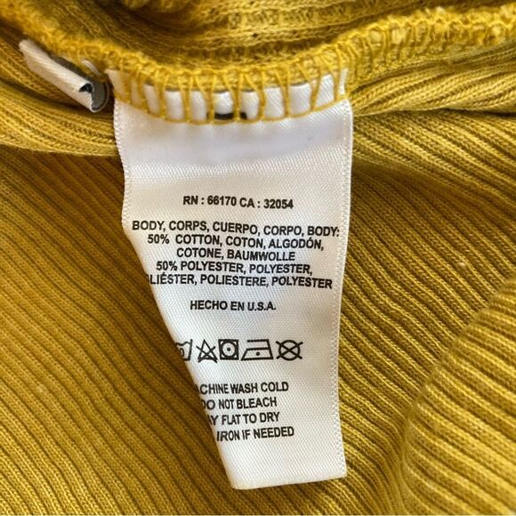 Anthropologie t.la Waffle Knit Long Sleeve Mustard Yellow Tunic Top XS NWOT - Picture 4 of 5